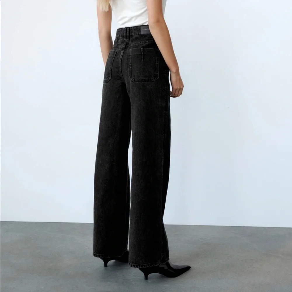 NWT Zara High rise wide leg jeans black size 24 & 28 - Picture 7 of 12